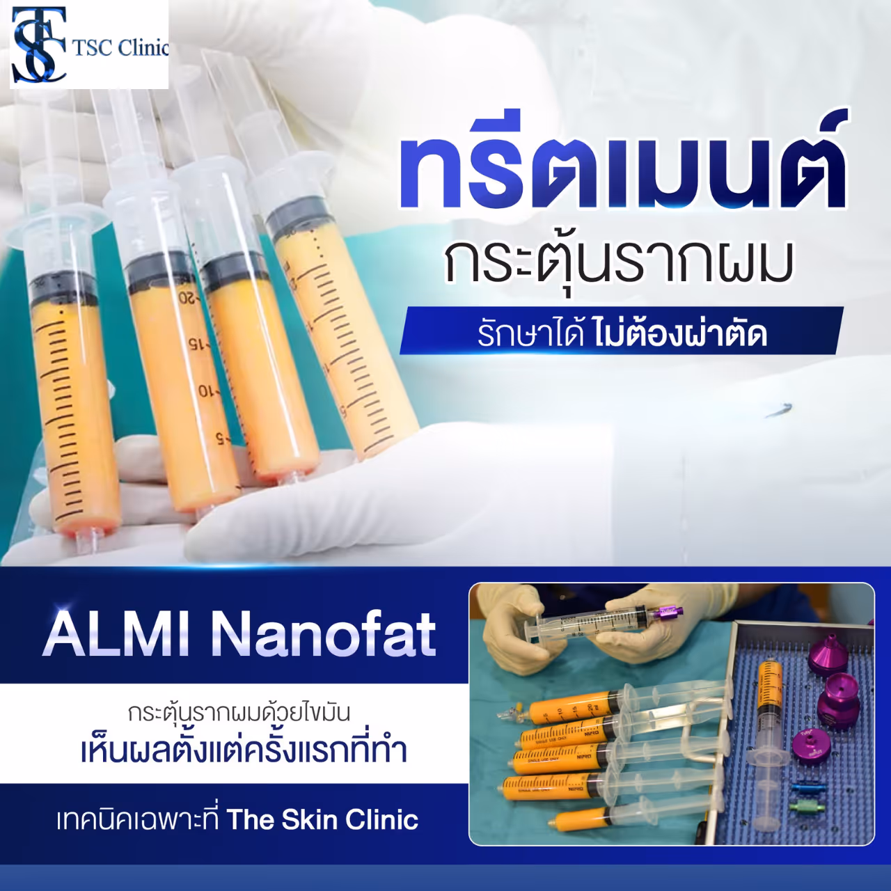ALMI Nano Fat กระตุ้นรากผมด้วยไขมันตัวเอง | THE SKIN CLINIC